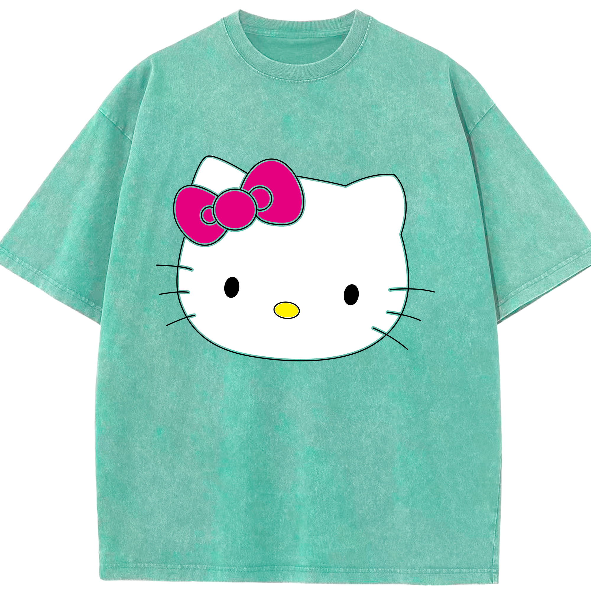 （画像用） Hello Kitty ハローキティ 綿100% ヴィンテージ風 半袖Tシャツ（フロントプリント）
